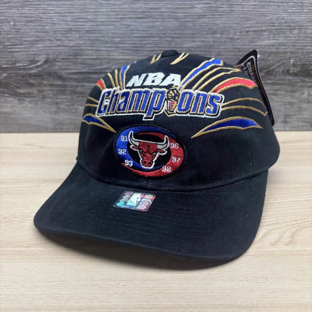 Vintage Chicago Bulls Hat Cap Snap Back Black‎ NBA Basketball Starter 90s NWT